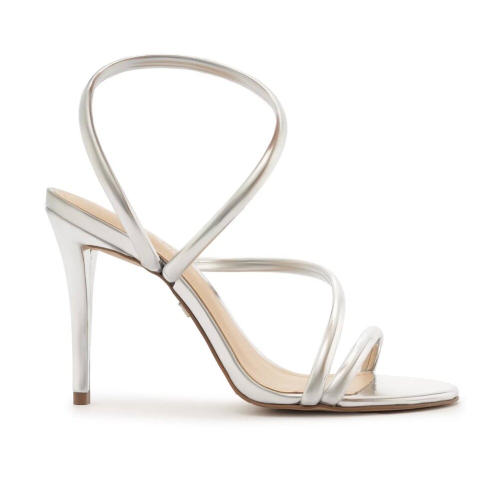 Arezzo Women's "Mikayla" Silver Stiletto Sandals Size: 9B - Picture 2 of 3